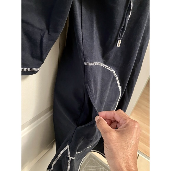 eShakti Navy Blue White Hoodie Stretch Dress Pockets Sz Small 4 V Neck  *CUTE*!! - Picture 3 of 5